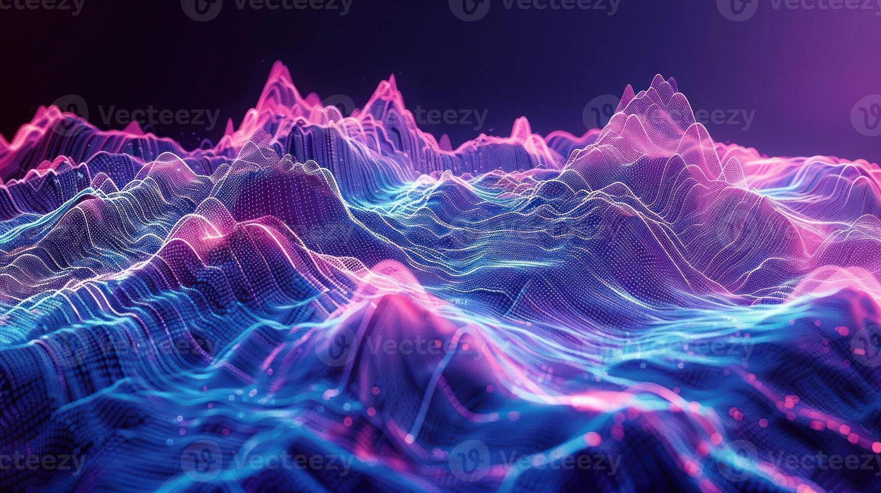 Abstract representation of colorful waves and peaks, showcasing digital landscapes and depth photo