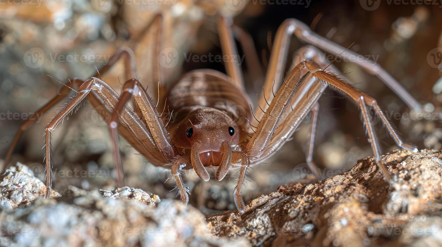 Close-up view of a spider in its natural habitat, showcasing intricate details and textures photo
