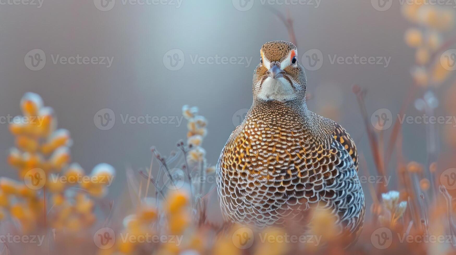Close-up of a colorful bird amidst soft, blurred foliage in a serene natural setting photo