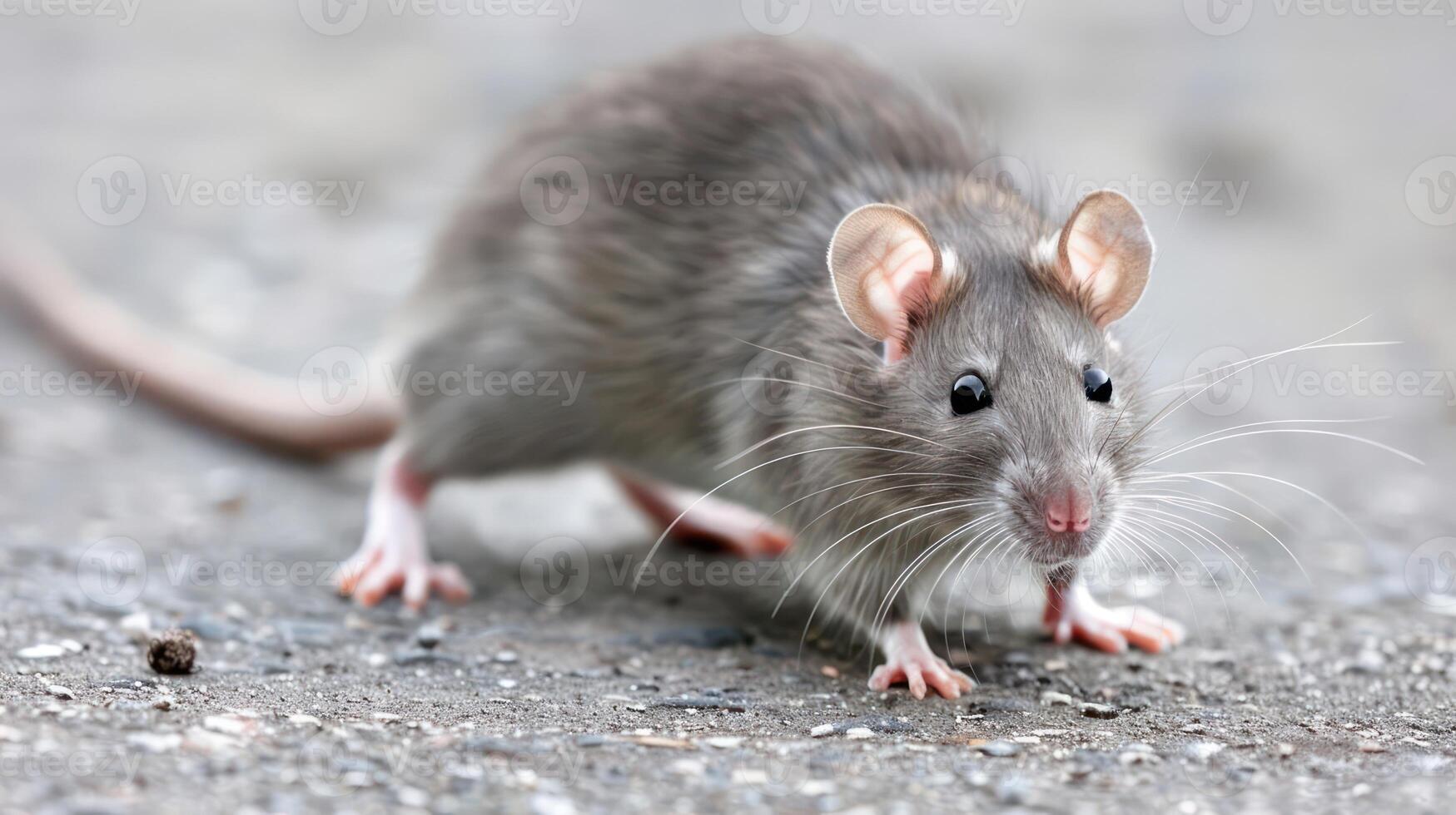 Close-up of a curious gray mouse exploring a textured surface in a natural setting photo