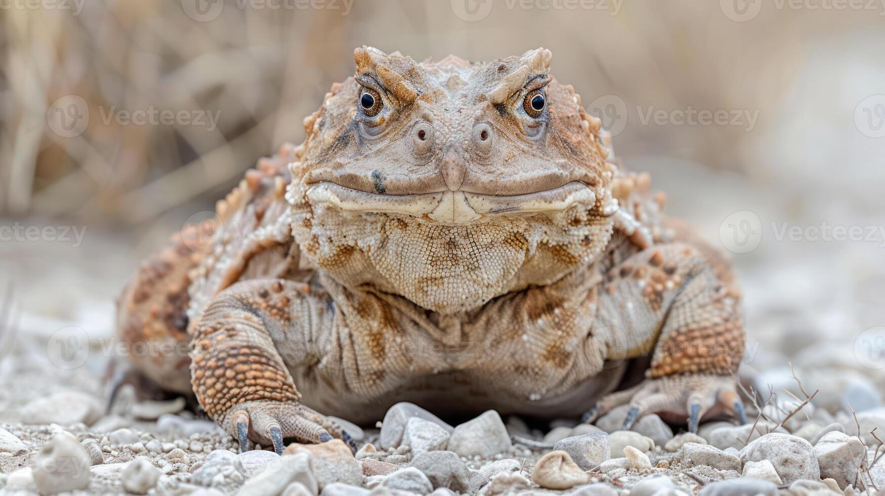 Close-up of a large toad resting on a rocky surface in a natural outdoor setting photo