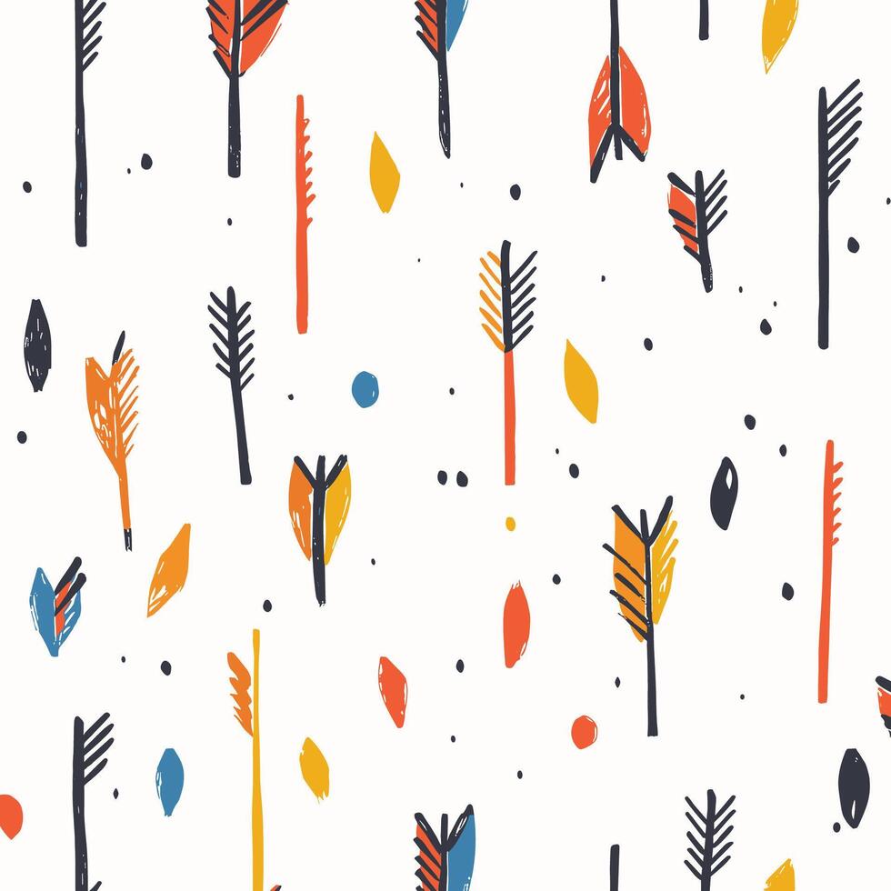 Modern Botanical Pattern with Simple Shapes and Dots vector