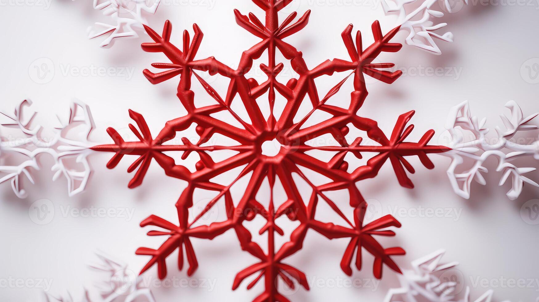 intricate red snowflake background photo