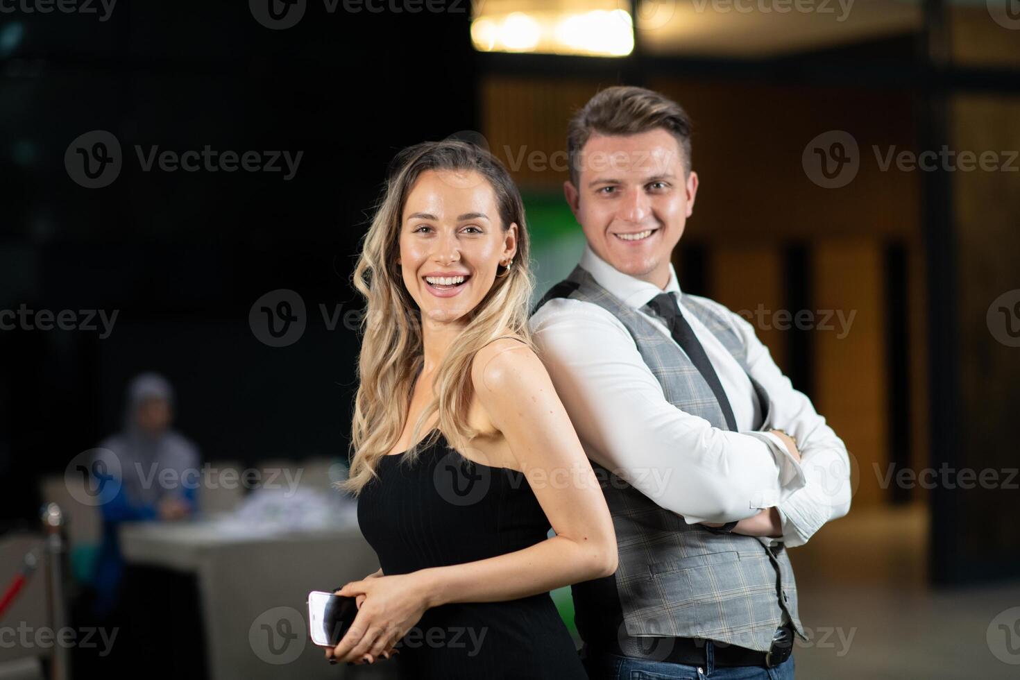 Confident Business Duo Radiating Elegance and Professional Charm. photo