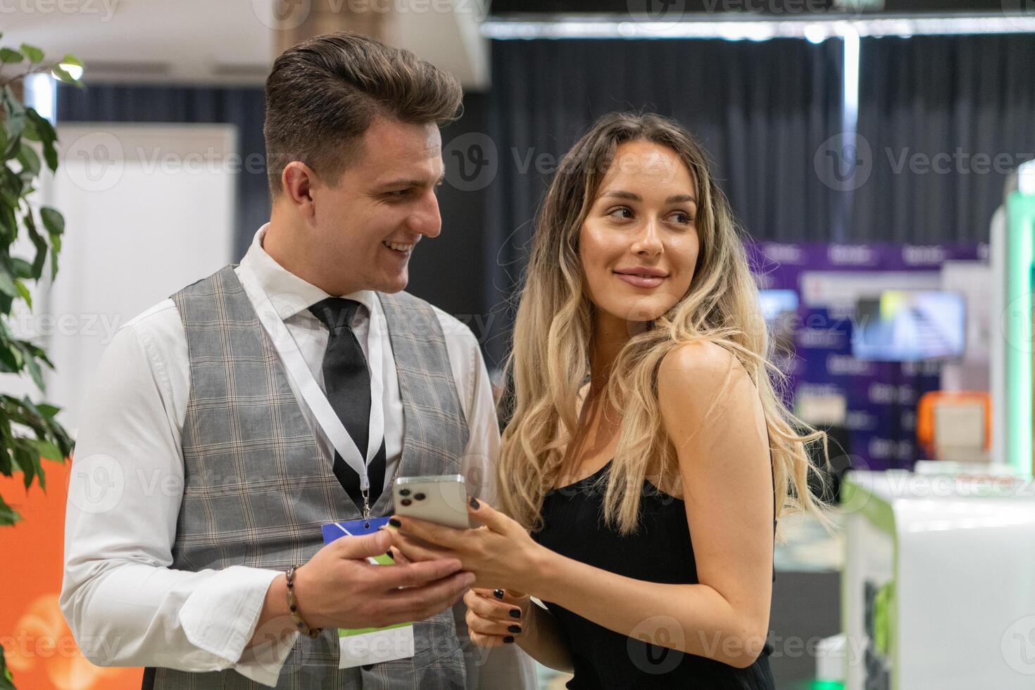 Professional Interaction at a Business Event Capturing Confidence and Engagement. photo
