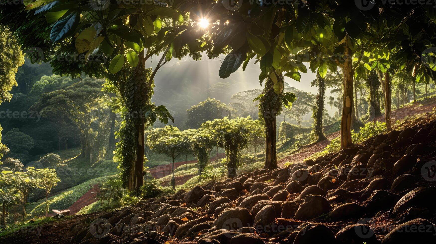trees shade grown coffee photo