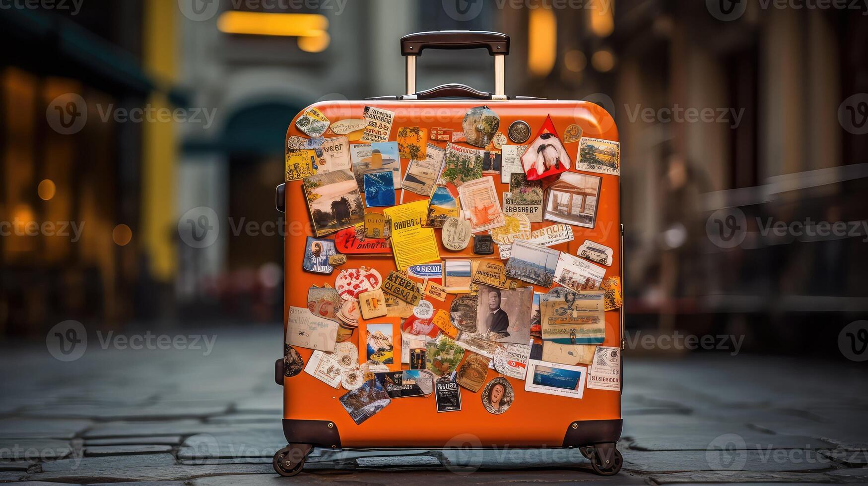 world orange suitcase photo
