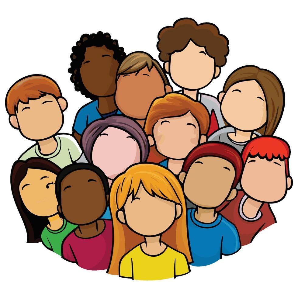 Community of People in Cartoon Style Illustrating Diversity vector