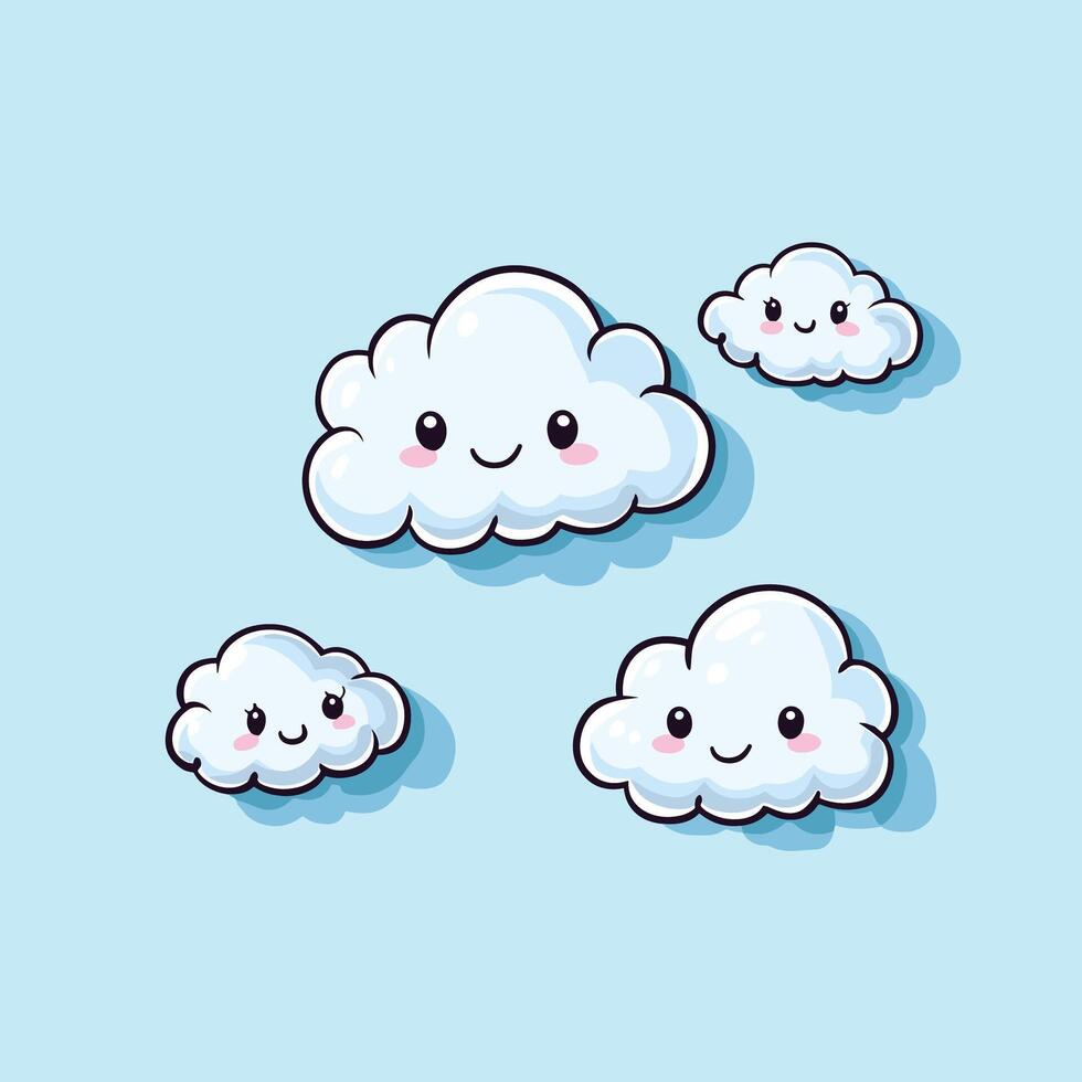 Minimalist Cute Clouds on a Blue Sky Background vector
