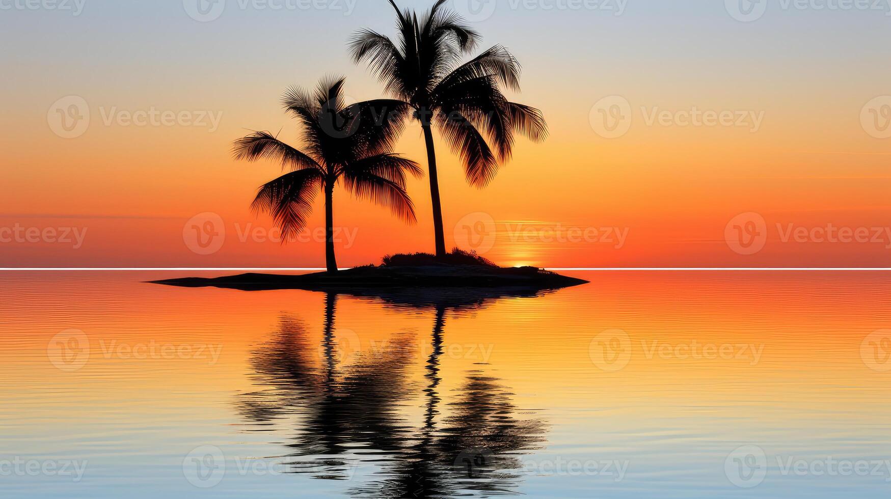ocean sunset palm trees photo