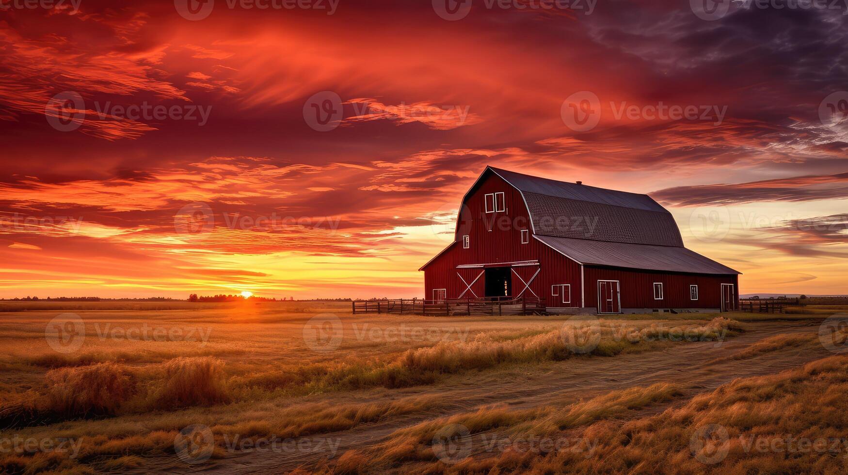 warm red barn backgrounds photo