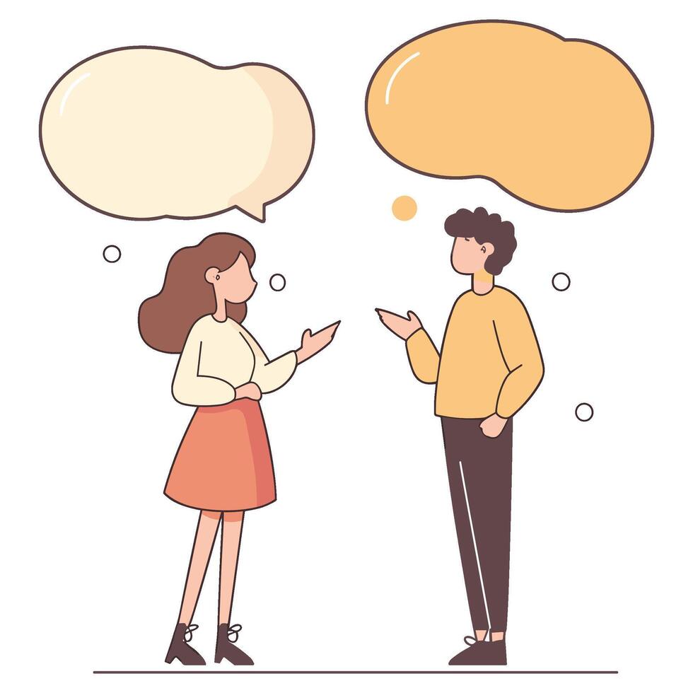 Friendly Chat Between a Boy and Girl with Speech Bubbles vector