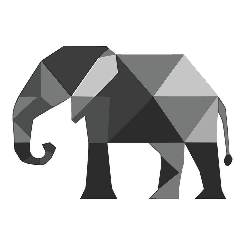 Geometric Elephant in Black and Gray Abstract Shapes vector