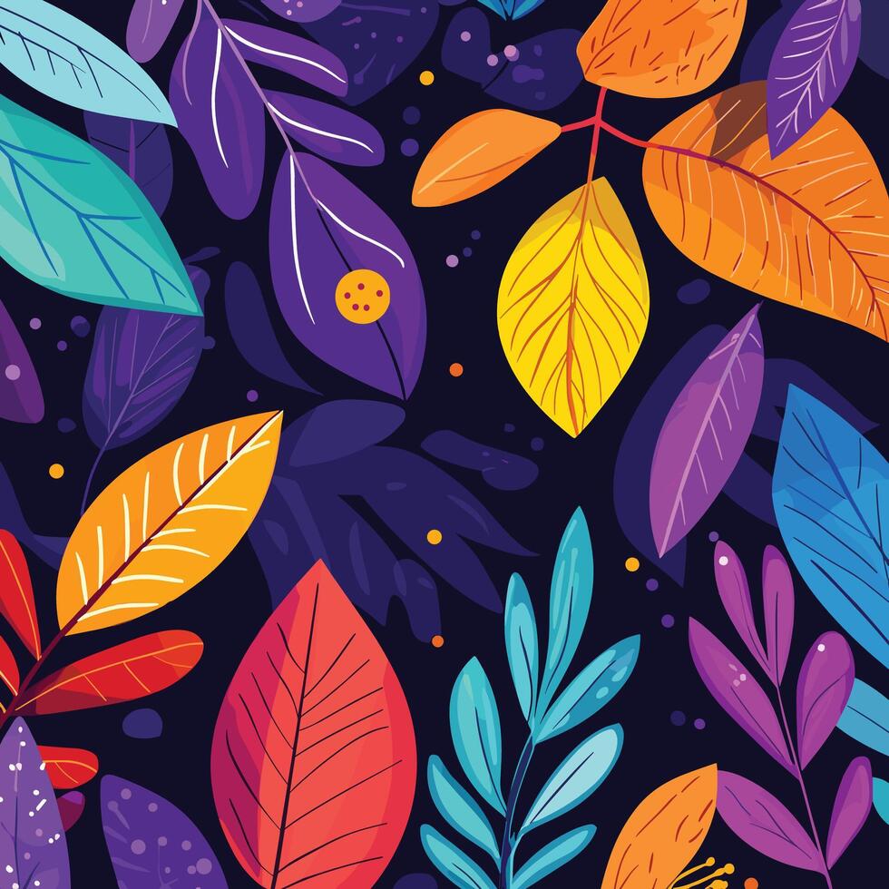 Vibrant Autumn Leaves in a Colorful Background vector