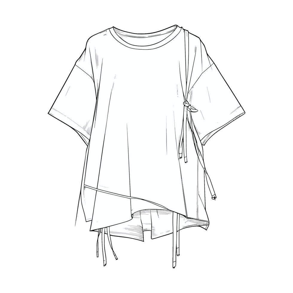 Minimalist Sketch of Loose Fit ShortSleeve TShirt vector