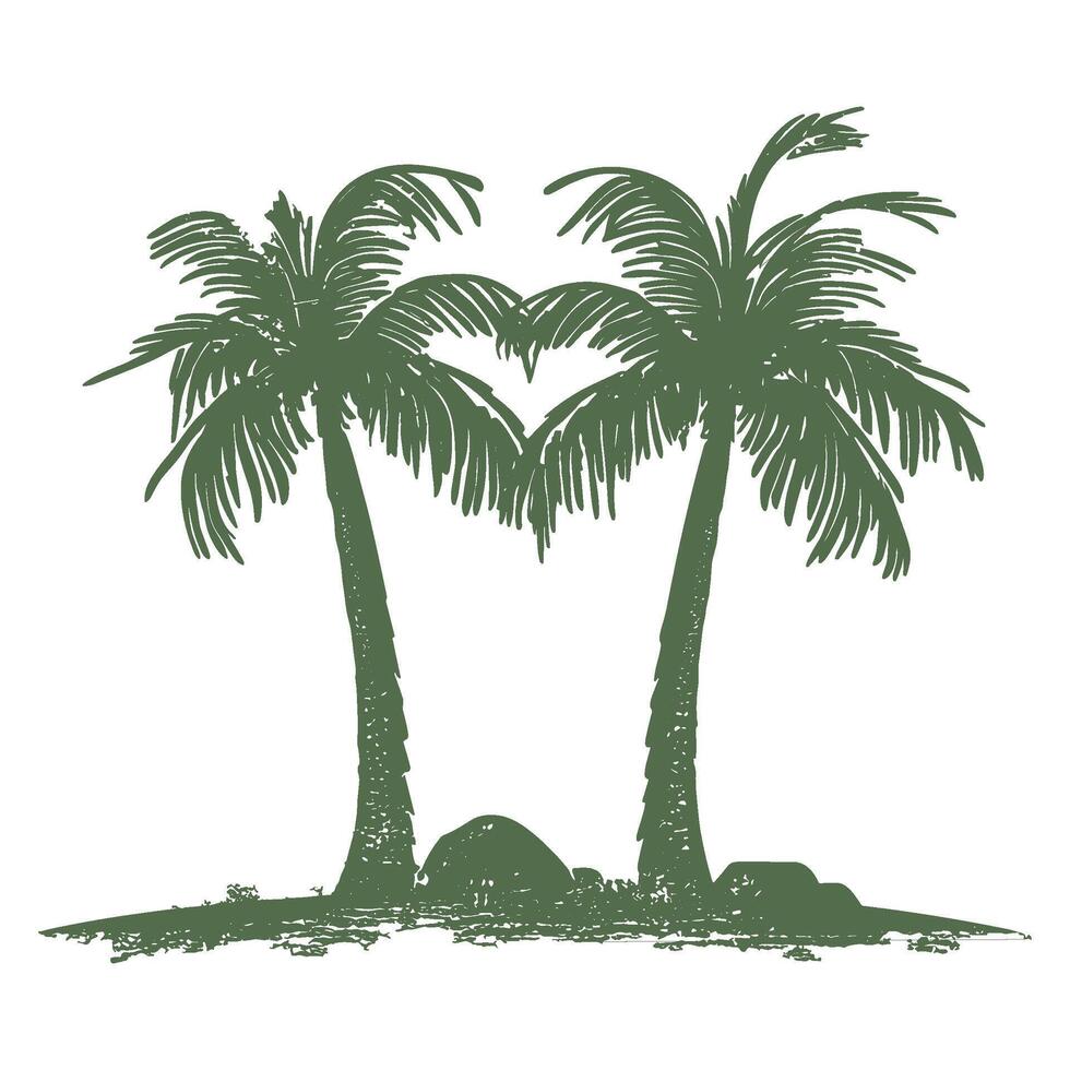 Two Palm Trees on a Small Island in a Minimalist Style vector