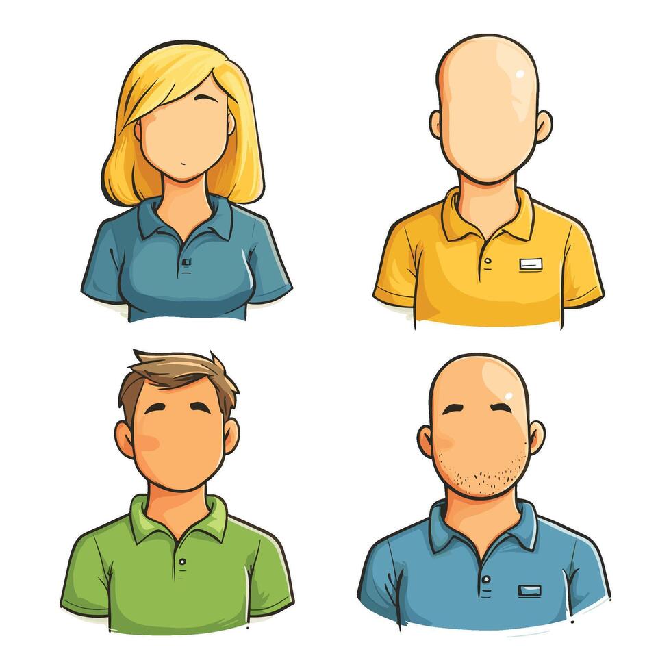 Portraits of People with Different Hairstyles and Expressions vector