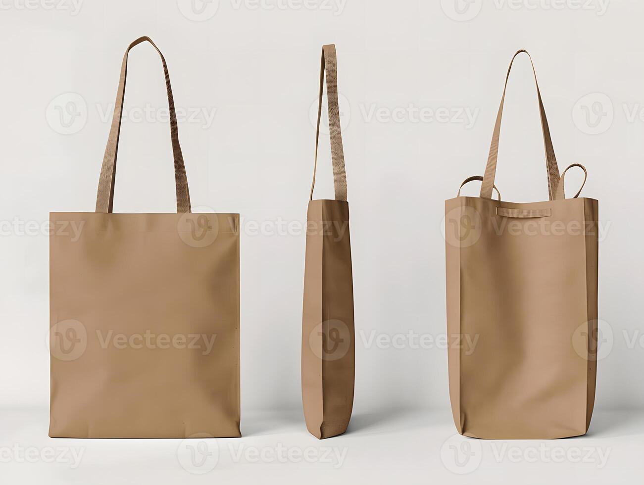 Three different types of brown tote bags photo