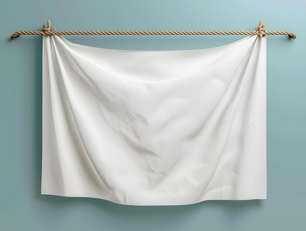 White blank cloth hanging on a rope photo