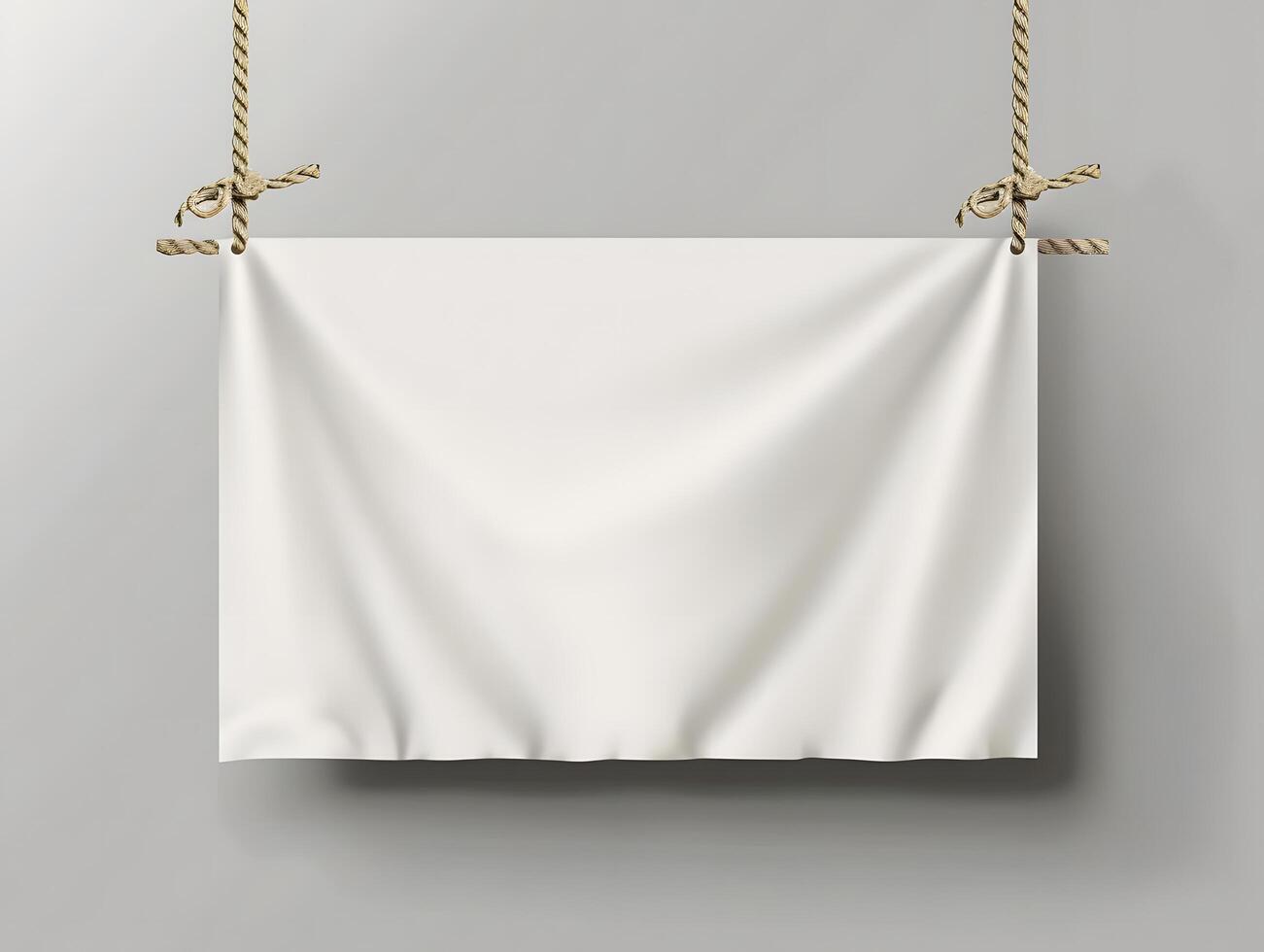 Blank white cloth hanging on a rope photo