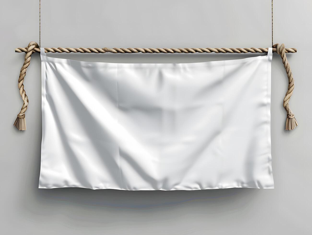 White flag hanging on a rope photo