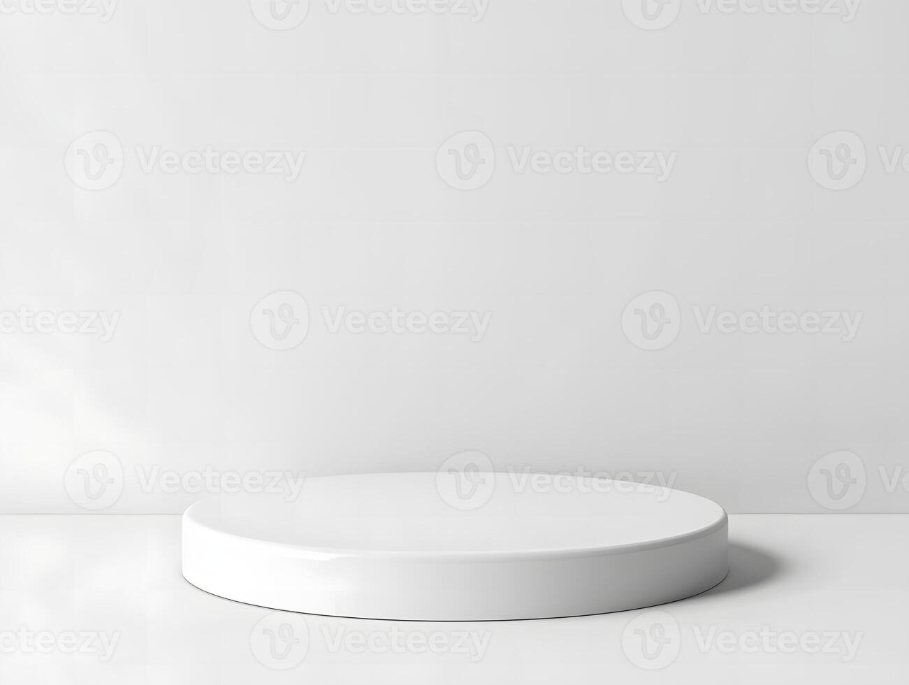 A white round table with a white surface photo