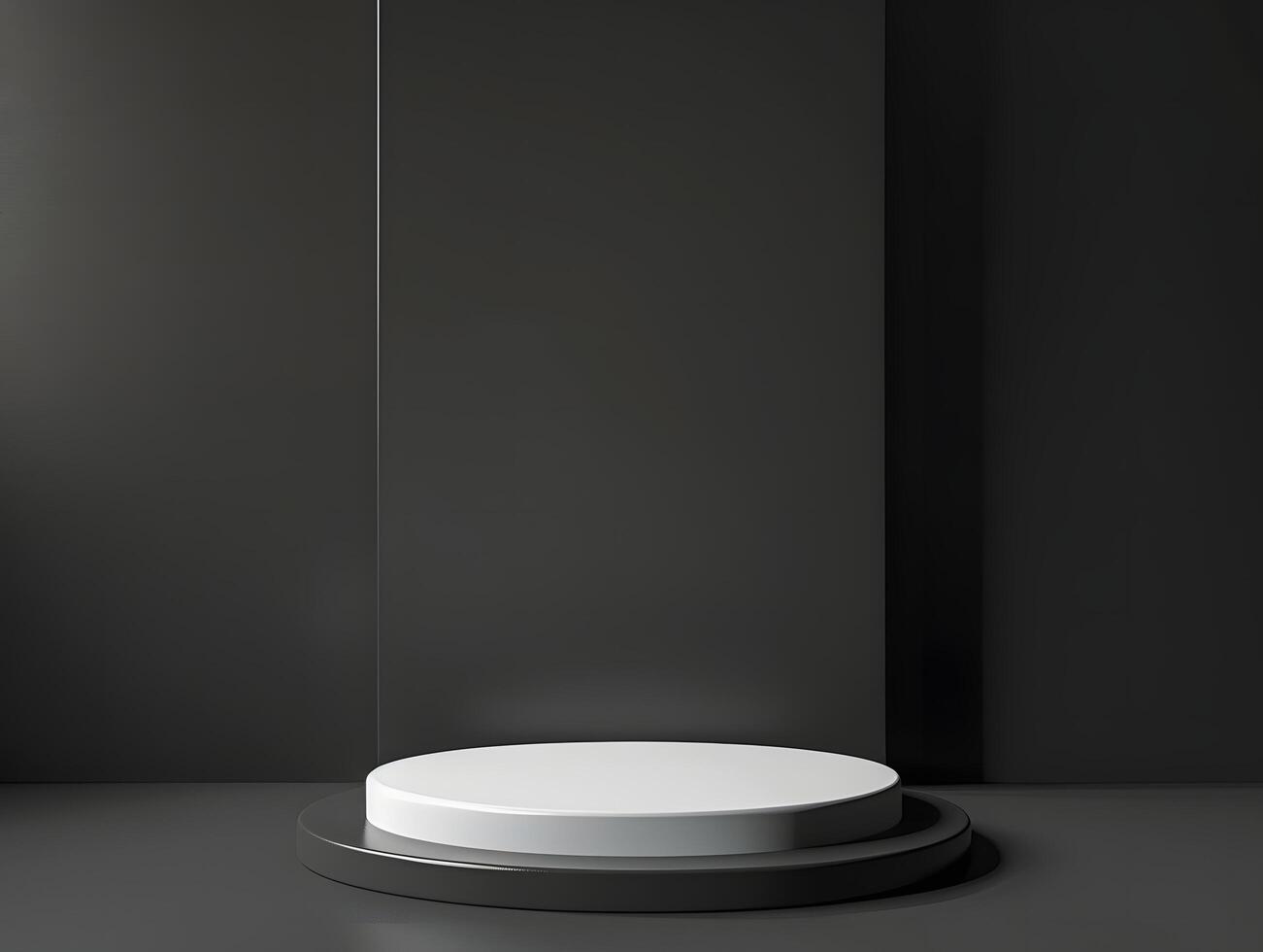 Empty podium with black wall background 3d render photo