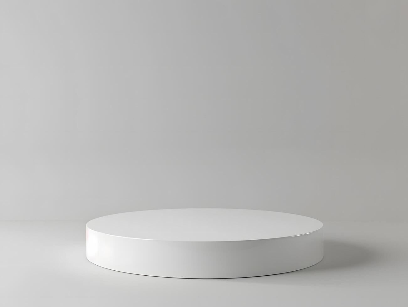 A white round table with a white surface photo
