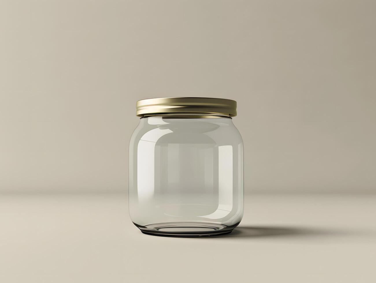 A glass jar with a lid on a table photo