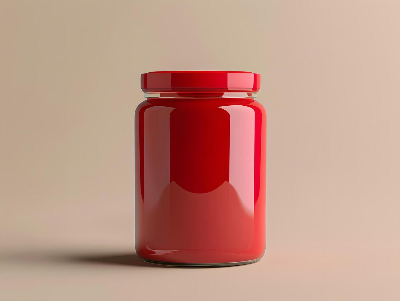 Red jar mockup on beige background photo