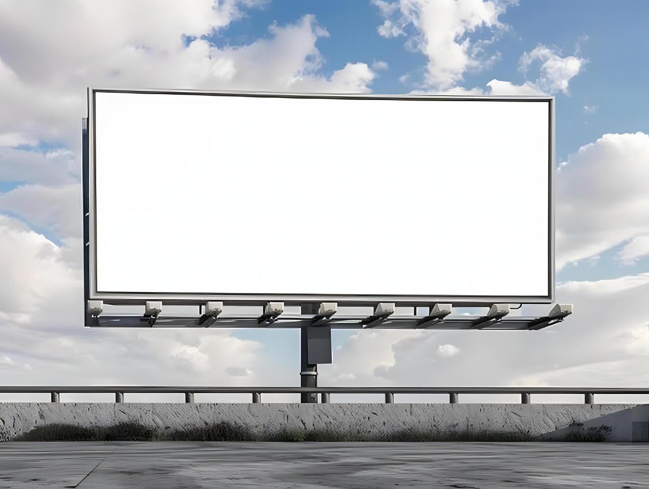 Blank billboard on the road with sky background photo