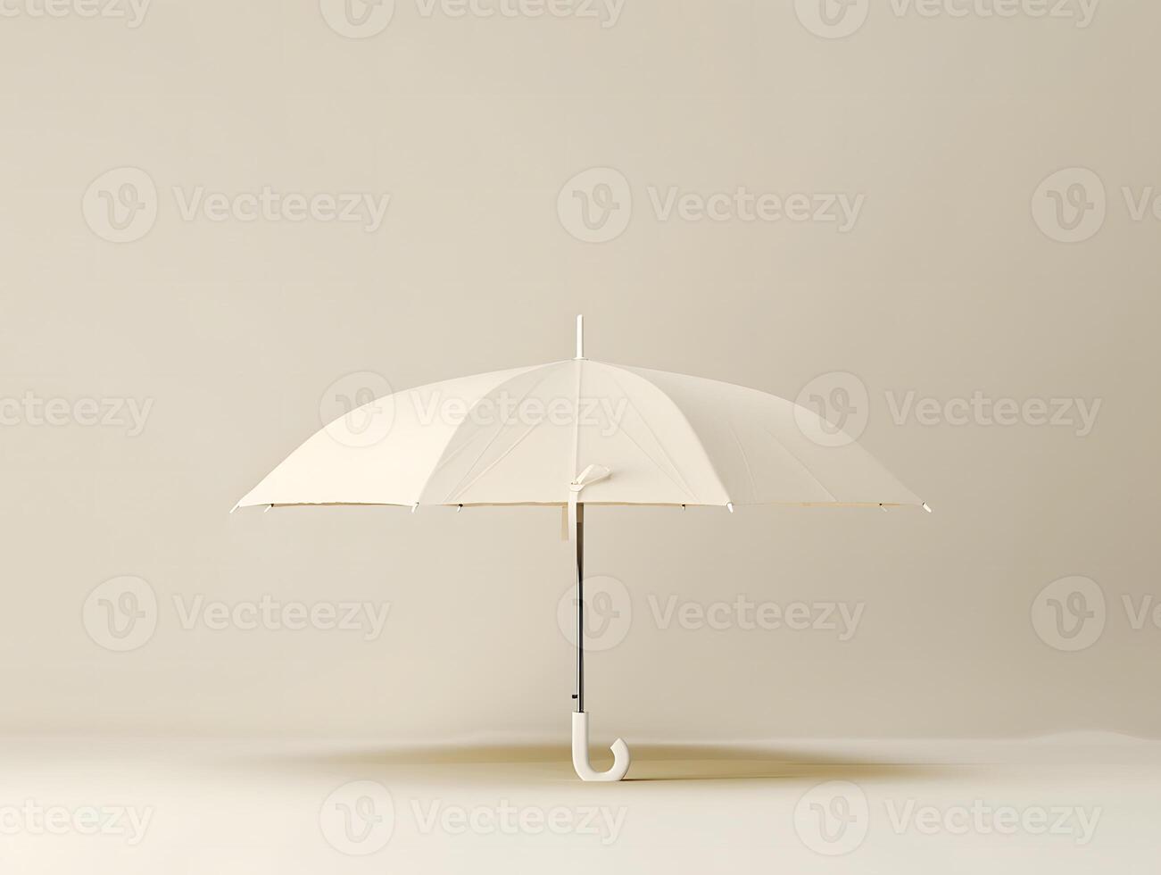 A white umbrella with a handle on a light background photo