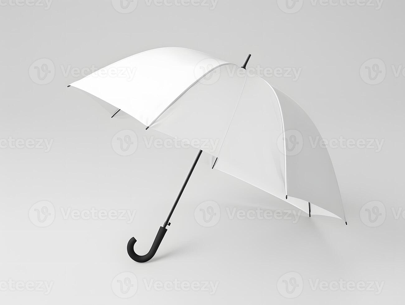 An open white umbrella on a gray background photo