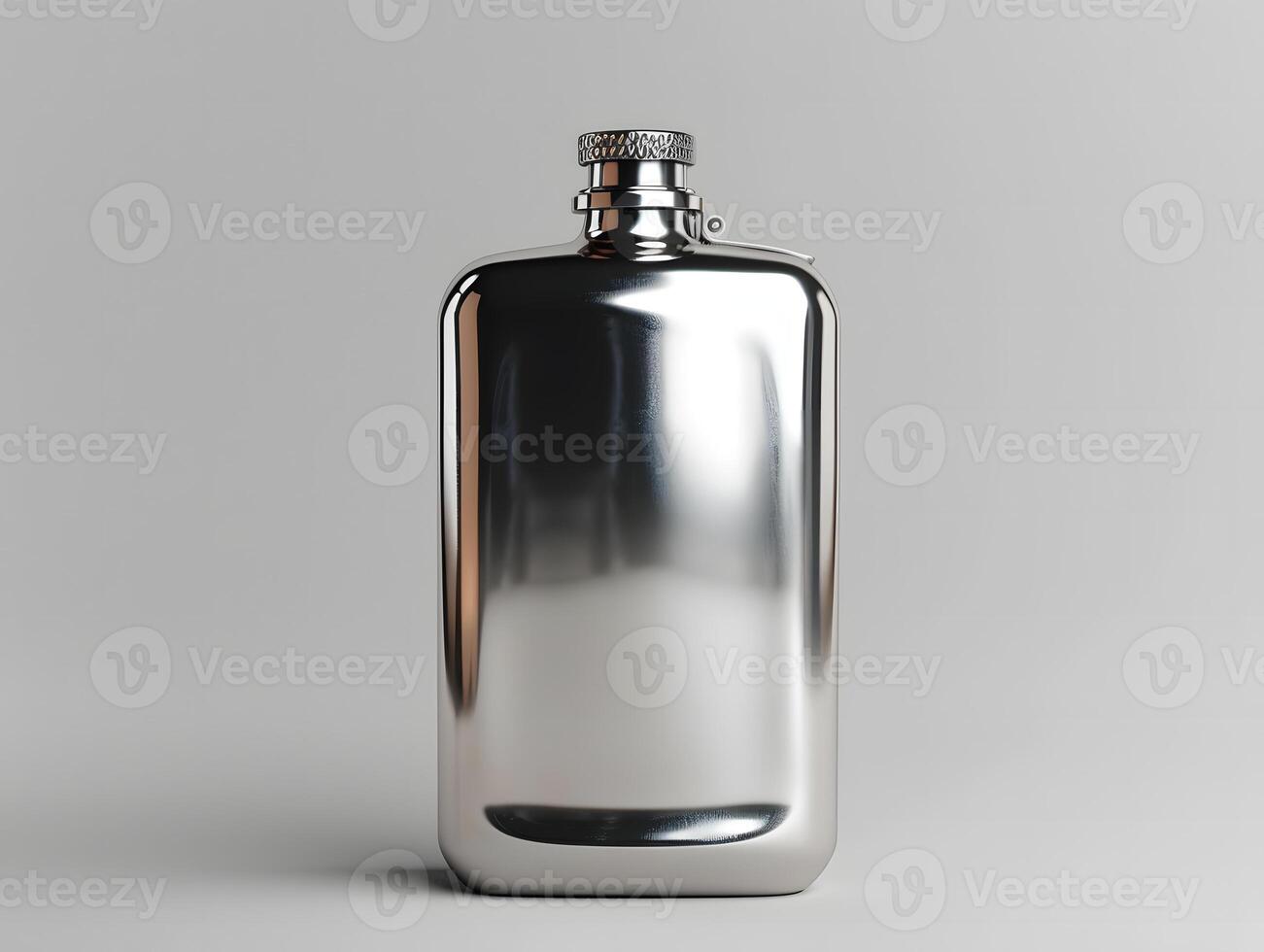 metal flask bottle mockup for label design photo