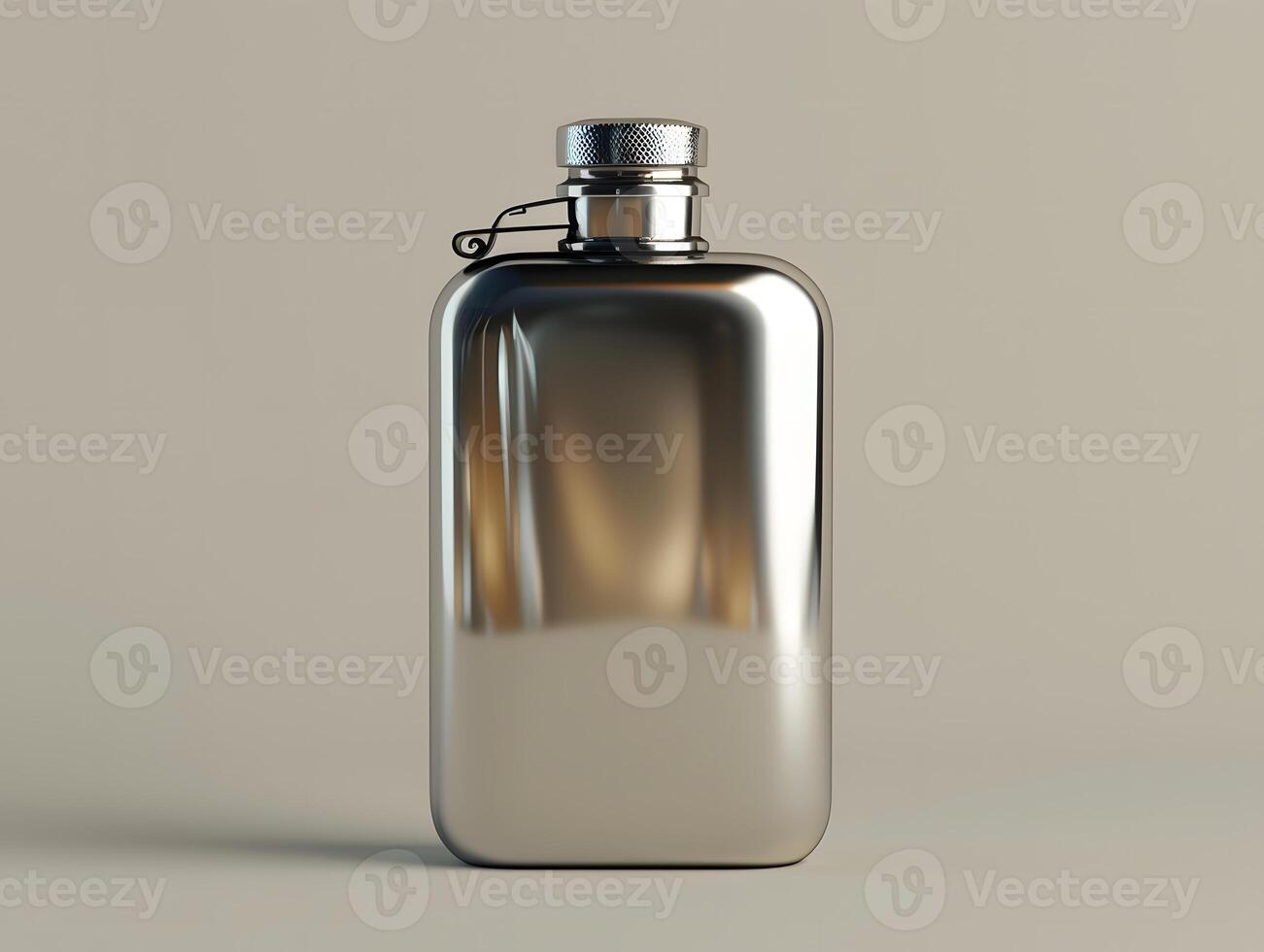 Realistic blank metal flask bottle mockup for branding design photo