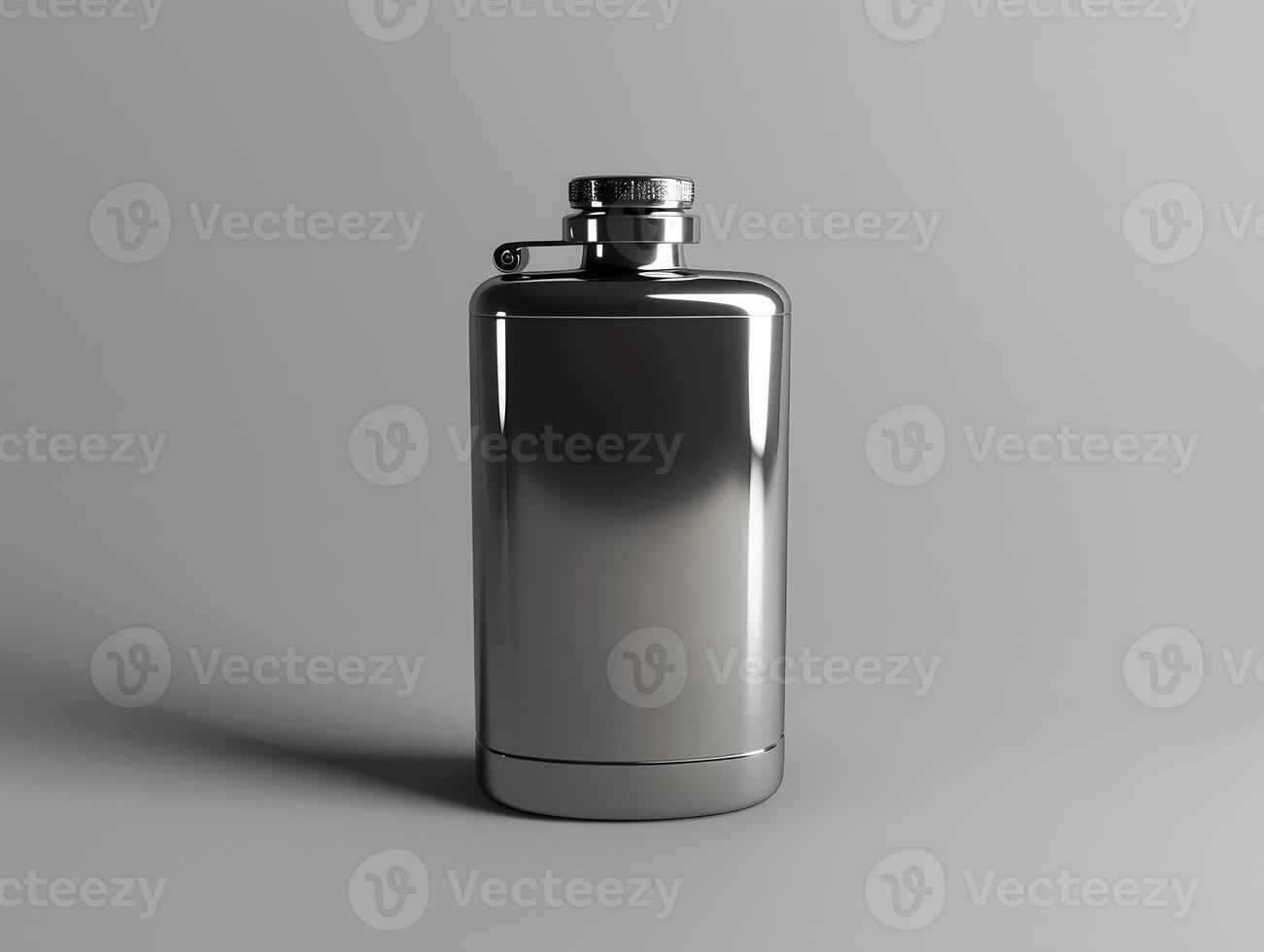 A flask with a metal lid on a gray surface photo