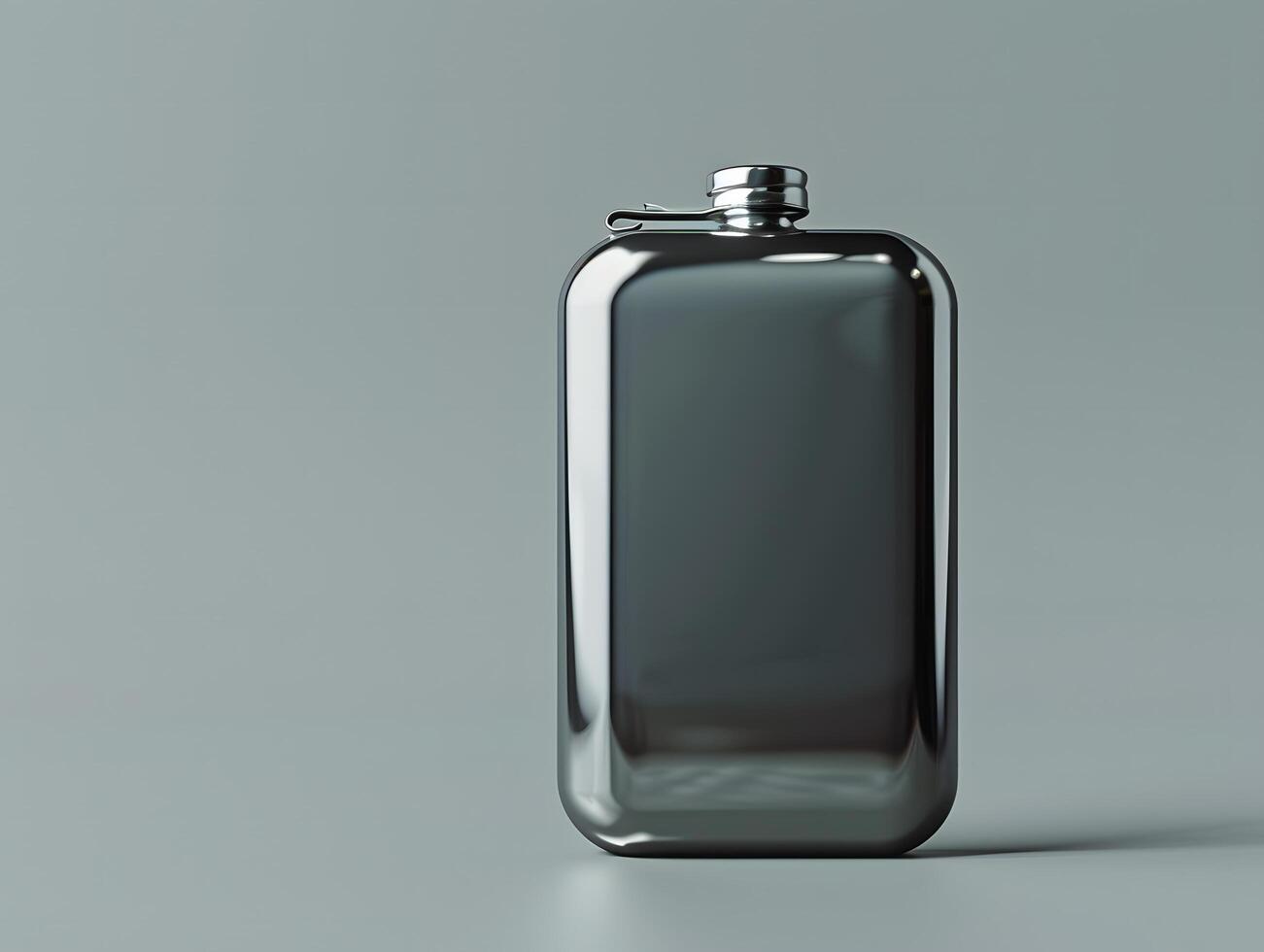 A black and silver flask on a gray background photo