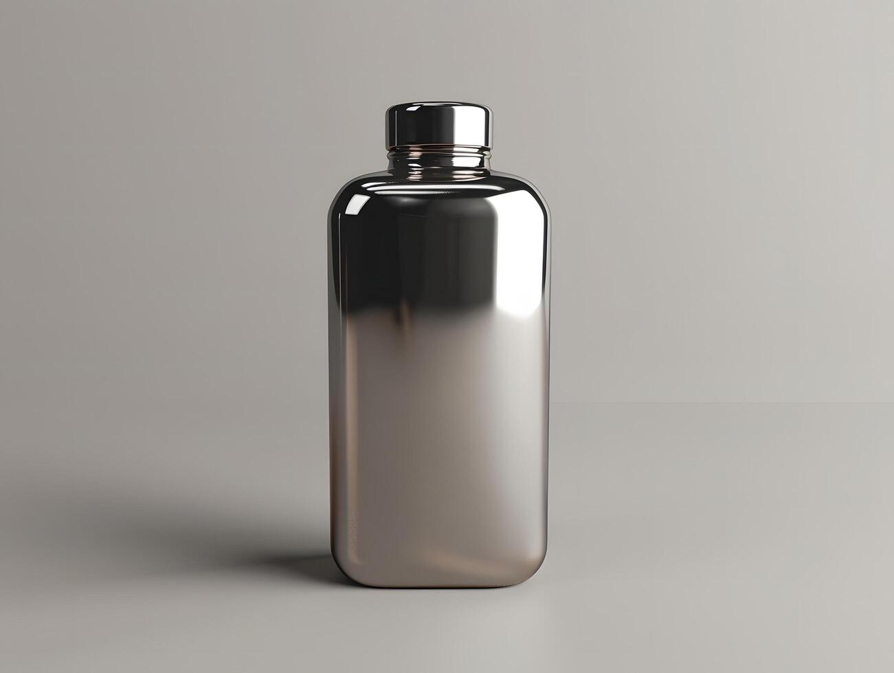 A stainless steel flask on a table photo