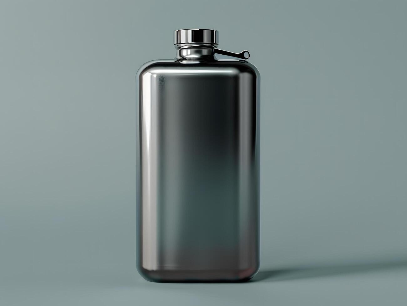 A flask with a black lid on a gray background photo