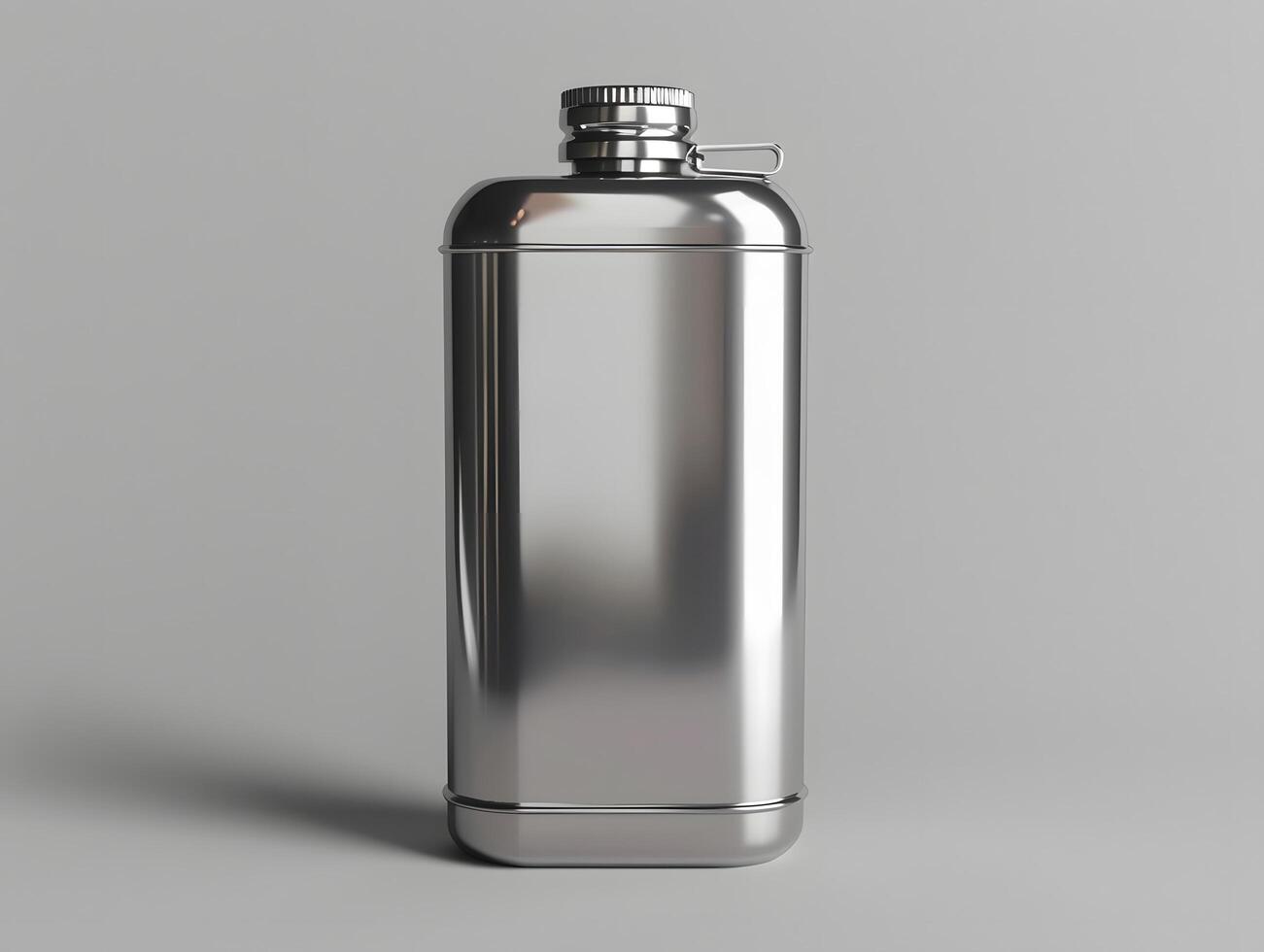 A stainless steel flask on a gray background photo