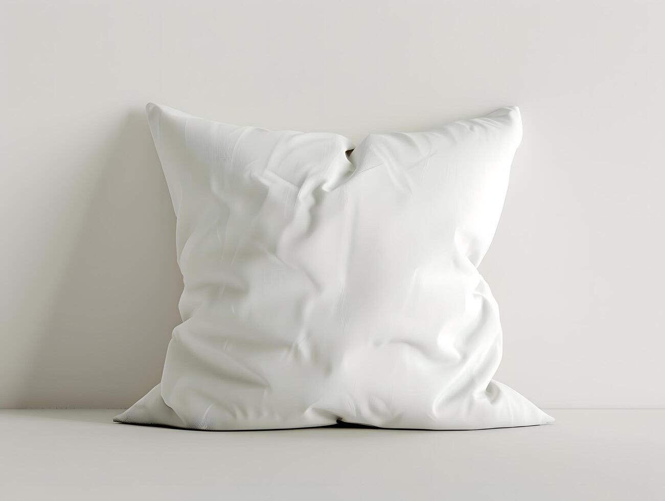Blank White Square pillow mockup on a white surface photo