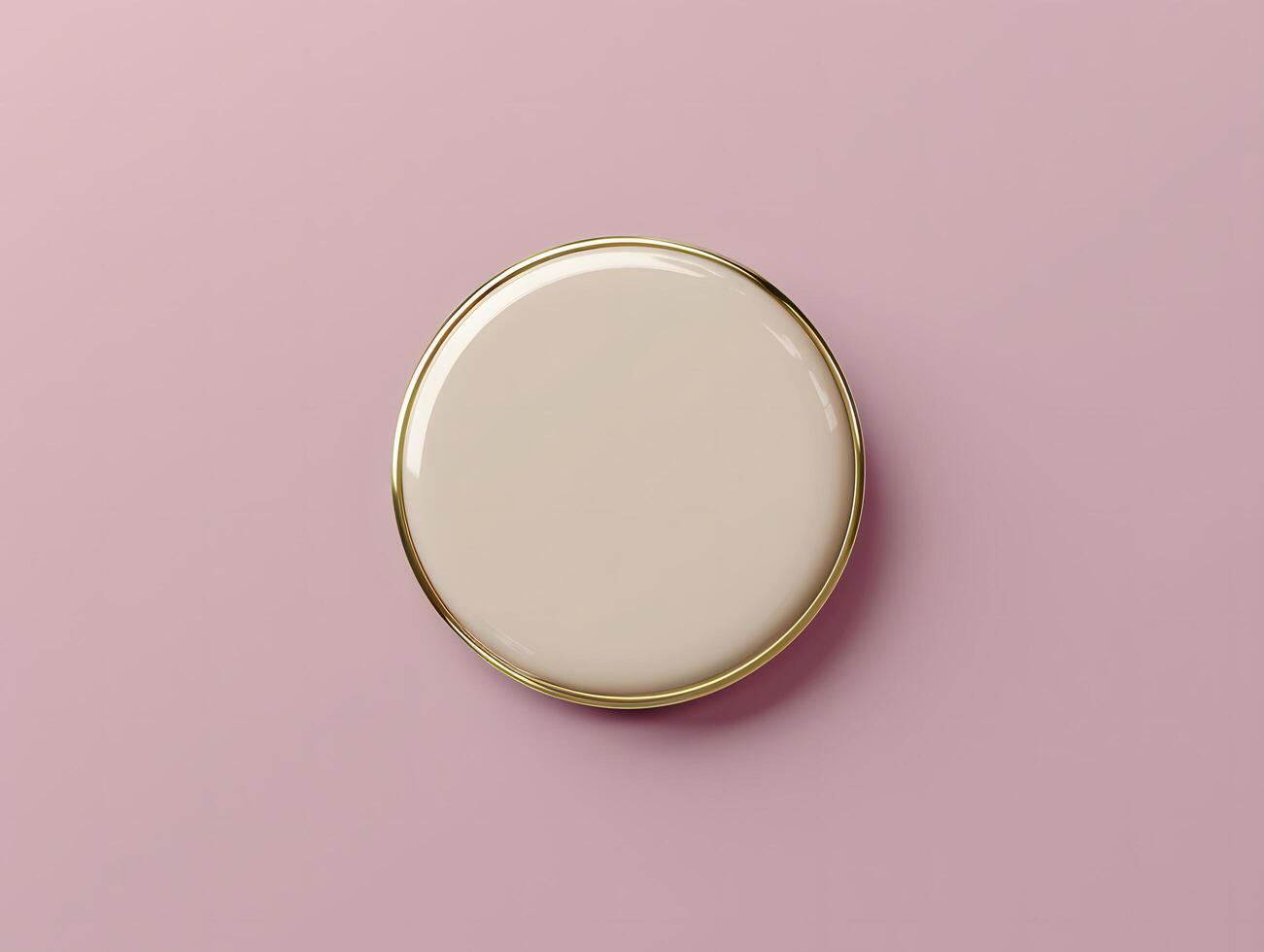A white oval button on a pink background photo