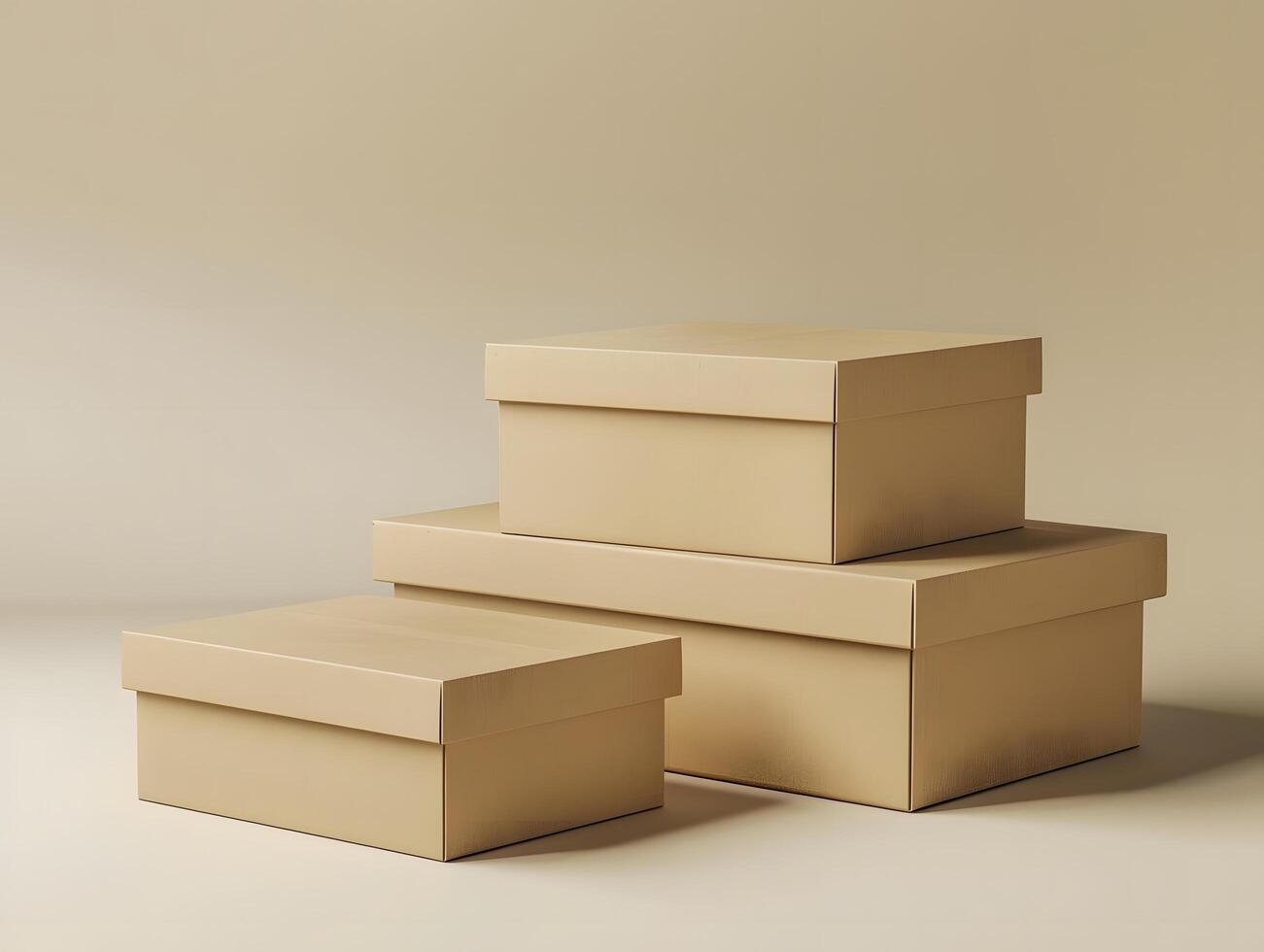 Three boxes stacked on top of each other photo