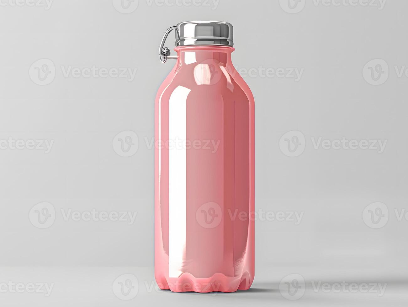 A pink water bottle with a silver lid photo