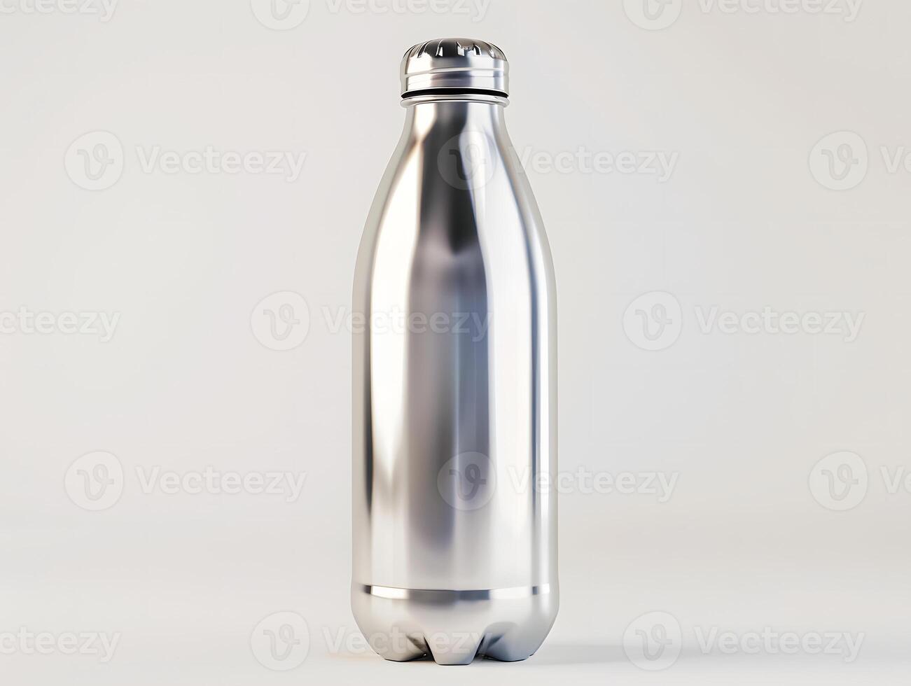 Simple glossy metal water bottle mockup for packaging design photo