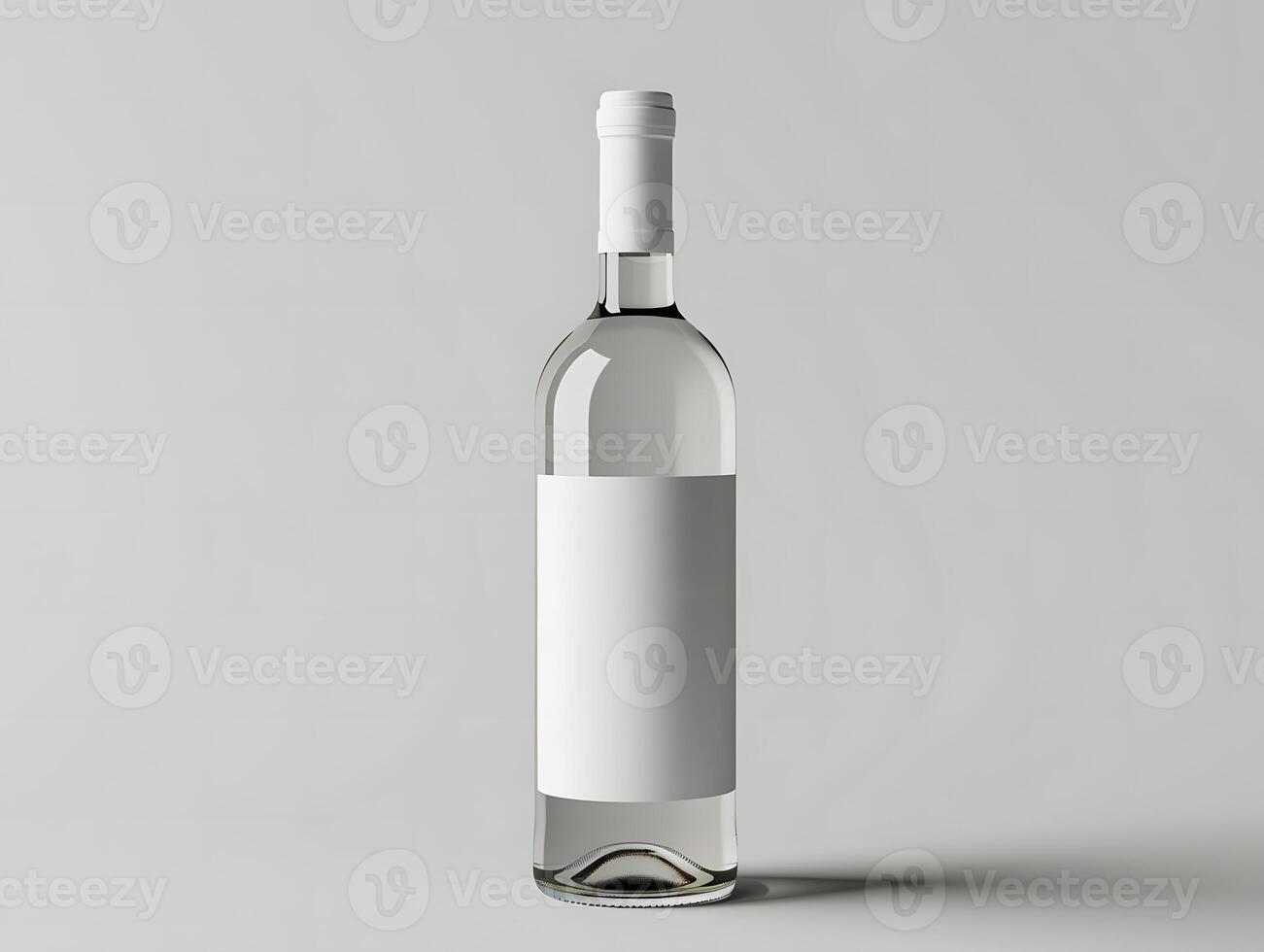 A white wine bottle on a gray background photo