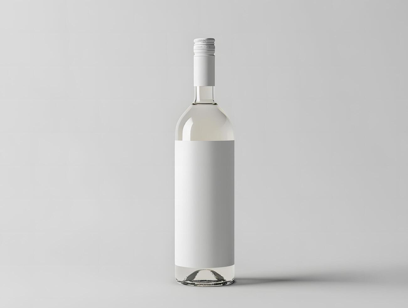 A white wine bottle on a plain surface photo