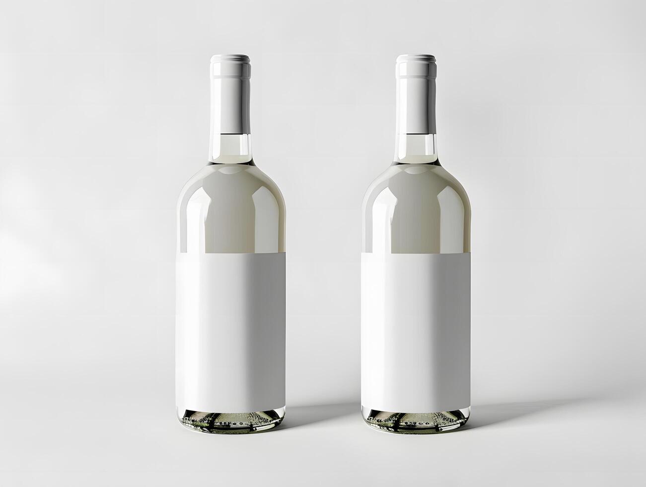Two empty wine bottles on a white background photo