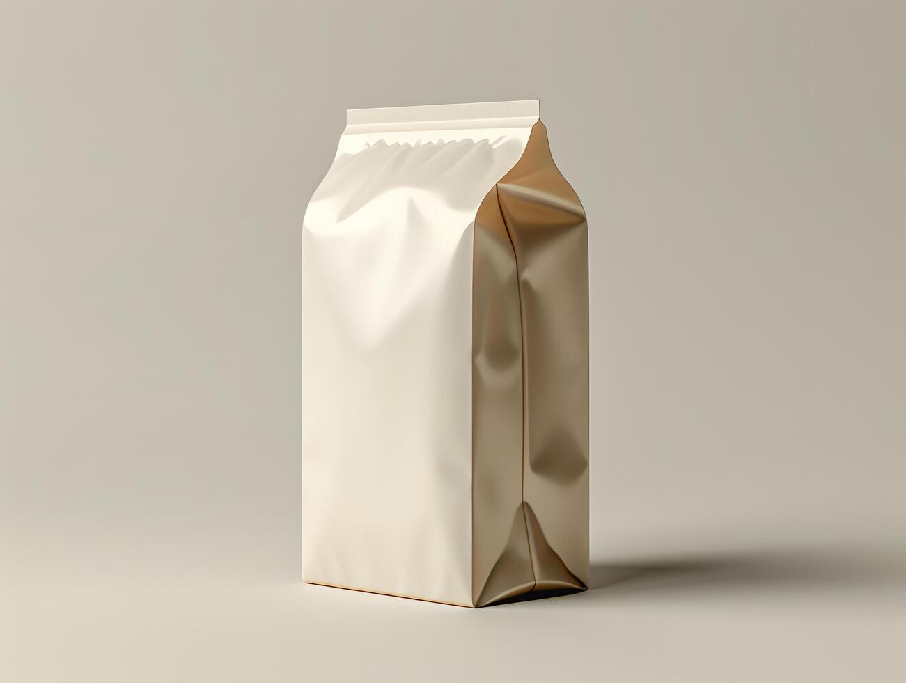 A white paper bag with a lid on a gray background photo