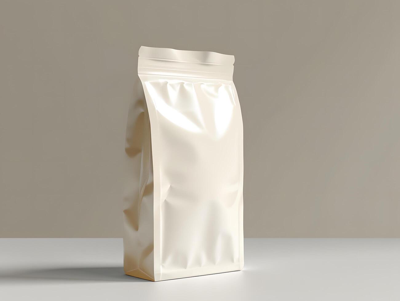 Realistic white food bag mockup for branding projects photo